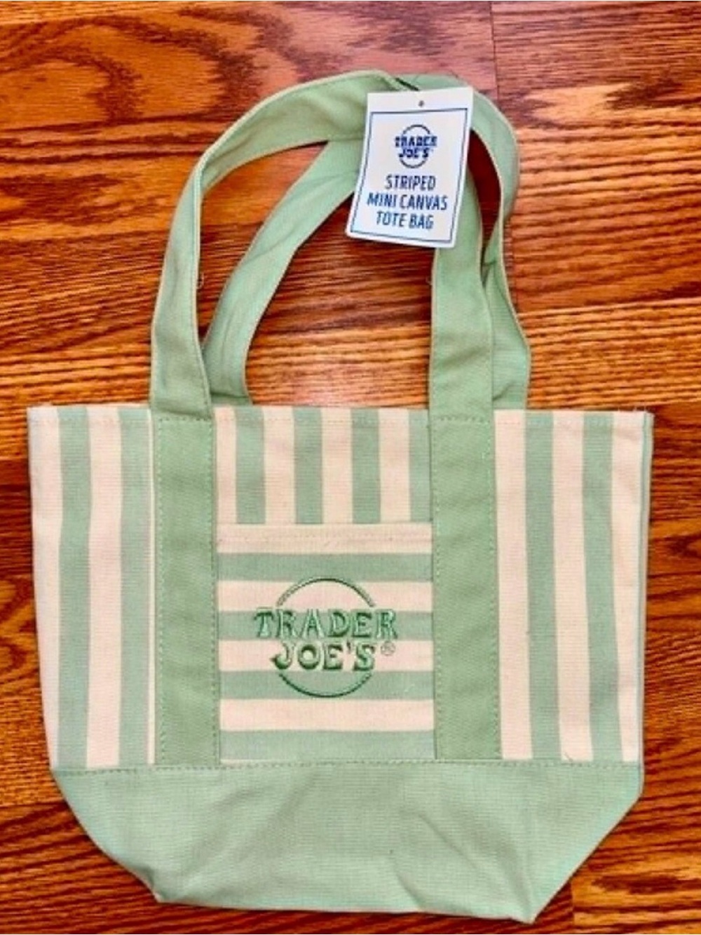 Trader Joe's Striped Mini Canvas Tote - Green